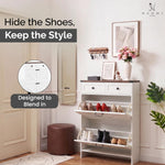 Load image into Gallery viewer, Berenice Farmhouse Shoe Cabinet with 2 Flip Drawers - White