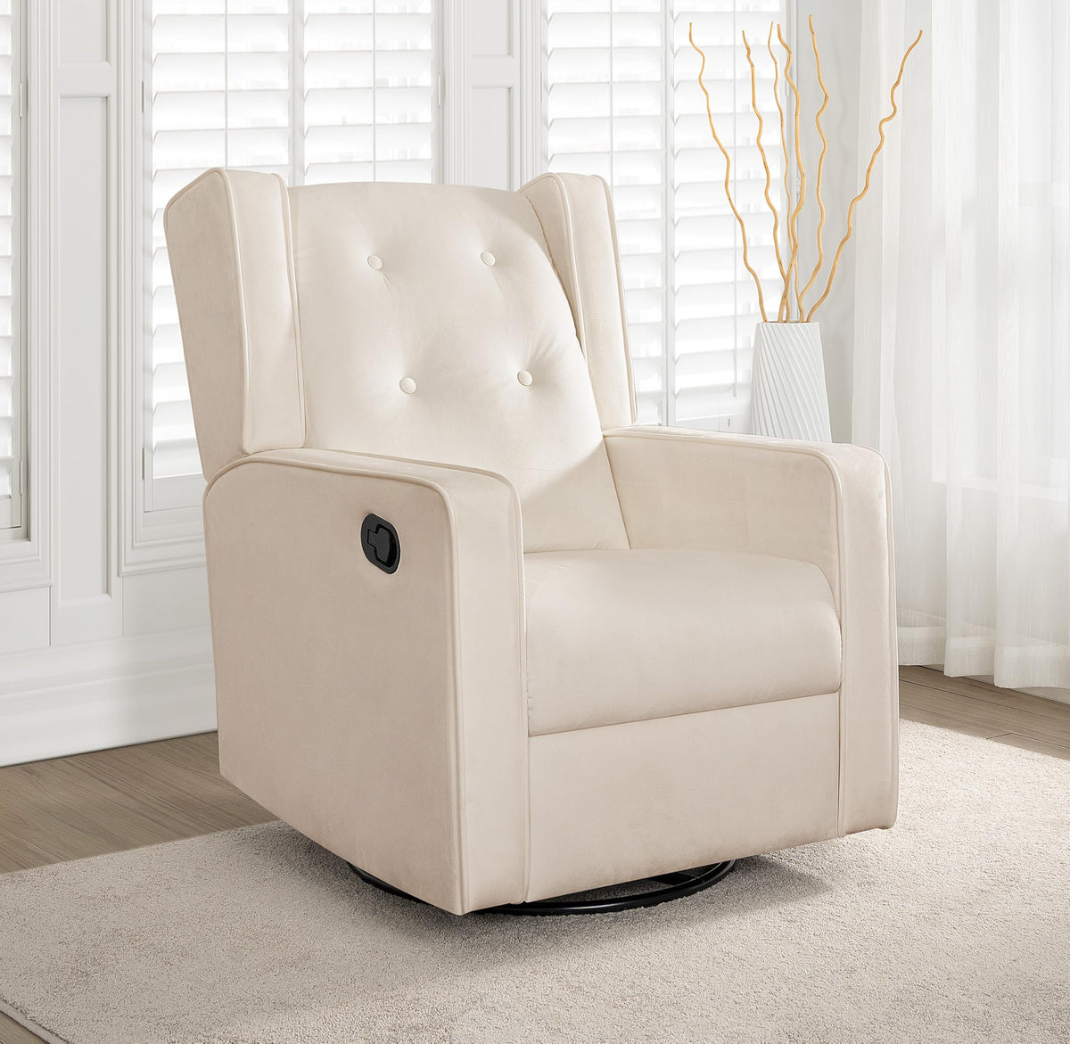 Odelia swivel rocker recliner with adjustable footrest cream