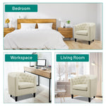Load image into Gallery viewer, Emma Set of 2 Button-Tufted Faux Leather Barrel Chairs - Cream