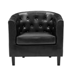Load image into Gallery viewer, Emma Button-Tufted Faux Leather Barrel Accent Chair - Black