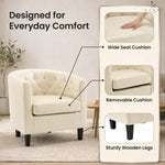 Load image into Gallery viewer, Emma Button-Tufted Faux Leather Barrel Accent Chair - Cream