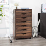 Load image into Gallery viewer, Debbie 7-Drawer Storage Cabinet with Wheels & Tabletop - Brown Oak