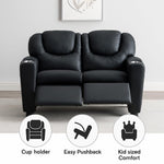 Load image into Gallery viewer, Suri Kids Recliner Loveseat with Dual Cup Holders - Black / Pvc