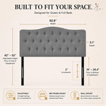 Load image into Gallery viewer, Cassandra Adjustable Upholstered Headboard for Full Queen - Light Gray
