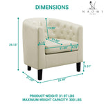 Load image into Gallery viewer, Emma Set of 2 Button-Tufted Faux Leather Barrel Chairs - Cream