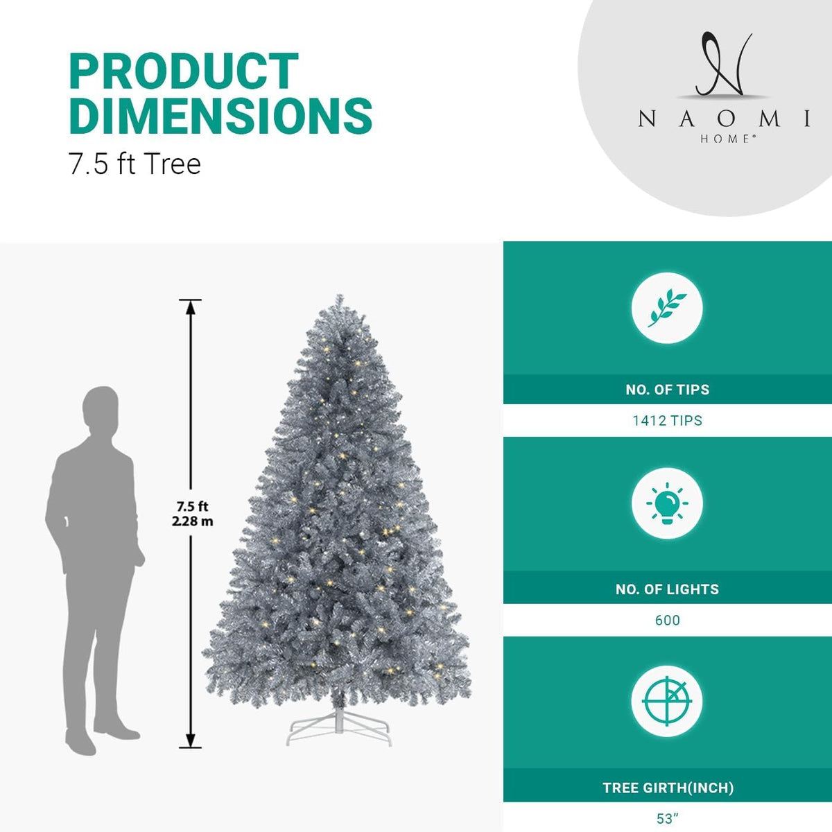 Giselle artificial prelit silver christmas tree 7
