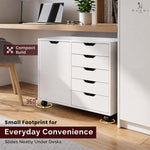Load image into Gallery viewer, Amy 5-Drawer Storage Cabinet with 2 Shelves & Wheels - White