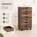 Load image into Gallery viewer, Debbie 7-Drawer Storage Cabinet with Wheels & Tabletop - Brown Oak