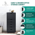 Load image into Gallery viewer, Carly 6-Drawer Storage Cabinet with Wheels - Gray