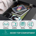 Load image into Gallery viewer, Roxy Flip Top Chairside Table - Hidden Storage with Drawer & Shelf - Black