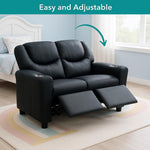 Load image into Gallery viewer, Suri Kids Recliner Loveseat with Dual Cup Holders - Black / Pvc