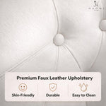Load image into Gallery viewer, Emma Button-Tufted Faux Leather Barrel Accent Chair - White