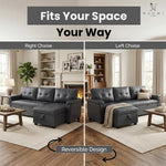 Load image into Gallery viewer, Laura 84" L-Shaped Sleeper Sectional Sofa with Storage Chaise - Dark Gray / Air Leather