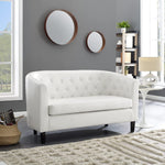 Load image into Gallery viewer, Emma Tufted Barrel Loveseat with Faux Leather Upholstery - White