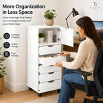 Load image into Gallery viewer, Carly 6-Drawer Storage Cabinet with Wheels - White