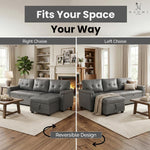 Load image into Gallery viewer, Laura 84" L-Shaped Sleeper Sectional Sofa with Storage Chaise - Gray / Air Leather