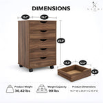 Load image into Gallery viewer, Taylor 5-Drawer Storage Cabinet with Wheels & Tabletop - Brown Oak