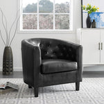 Load image into Gallery viewer, Emma Set of 2 Button-Tufted Faux Leather Barrel Chairs - Black