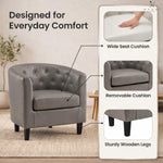 Load image into Gallery viewer, Emma Button-Tufted Faux Leather Barrel Accent Chair - Gray