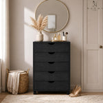 Load image into Gallery viewer, Taylor 5-Drawer Storage Cabinet with Wheels & Tabletop - Distressed Black