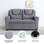 Load image into Gallery viewer, Suri Kids Recliner Loveseat with Dual Cup Holders - Gray / Microfiber
