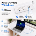 Load image into Gallery viewer, Adjustable Overbed Table with Charging Station - White / White