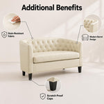 Load image into Gallery viewer, Emma Tufted Barrel Loveseat with Faux Leather Upholstery - Cream