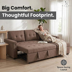 Load image into Gallery viewer, Laura 84" L-Shaped Sleeper Sectional Sofa with Storage Chaise - Mocha / Velvet