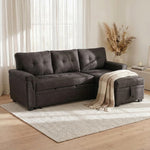 Load image into Gallery viewer, Laura 84" L-Shaped Sleeper Sectional Sofa with Storage Chaise - Espresso / Velvet