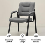 Load image into Gallery viewer, Mindy Reception Chair - Faux Leather Upholstery with Padded Arms - Gray / Set of 4