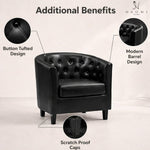 Load image into Gallery viewer, Emma Button-Tufted Faux Leather Barrel Accent Chair - Black