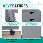 Load image into Gallery viewer, Carly 6-Drawer Storage Cabinet with Wheels - Gray