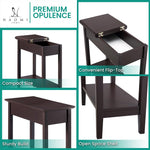 Load image into Gallery viewer, Roxy Flip Top Chairside Table - Hidden Storage with Drawer & Shelf - Espresso