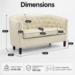 Load image into Gallery viewer, Emma Tufted Barrel Loveseat with Faux Leather Upholstery - Cream