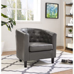 Load image into Gallery viewer, Emma Set of 2 Button-Tufted Faux Leather Barrel Chairs - Gray