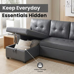Load image into Gallery viewer, Laura 84" L-Shaped Sleeper Sectional Sofa with Storage Chaise - Dark Gray / Air Leather