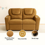Load image into Gallery viewer, Suri Kids Recliner Loveseat with Dual Cup Holders - Brown / Microfiber