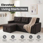 Load image into Gallery viewer, Laura 84" L-Shaped Sleeper Sectional Sofa with Storage Chaise - Espresso / Velvet