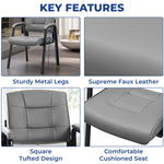 Load image into Gallery viewer, Mindy Reception Chair - Faux Leather Upholstery with Padded Arms - Gray / Set of 2