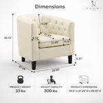 Load image into Gallery viewer, Emma Button-Tufted Faux Leather Barrel Accent Chair - Cream