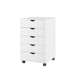 Load image into Gallery viewer, Taylor 5-Drawer Storage Cabinet with Wheels & Tabletop - White