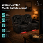 Load image into Gallery viewer, Chicago Power Reclining Loveseat with Built-In Speakers and LED Lights - Black