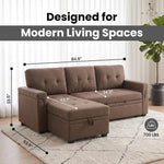 Load image into Gallery viewer, Laura 84" L-Shaped Sleeper Sectional Sofa with Storage Chaise - Mocha / Velvet