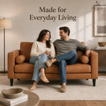 Load image into Gallery viewer, Marisa Genuine Leather Mid-Century Loveseat with Bolster Pillows