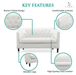 Load image into Gallery viewer, Emma Tufted Barrel Loveseat with Faux Leather Upholstery