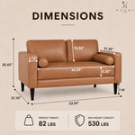 Load image into Gallery viewer, Marisa Genuine Leather Mid-Century Loveseat with Bolster Pillows