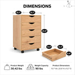 Load image into Gallery viewer, Taylor 5-Drawer Storage Cabinet with Wheels & Tabletop - Natural