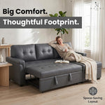 Load image into Gallery viewer, Laura 84" L-Shaped Sleeper Sectional Sofa with Storage Chaise - Dark Gray / Air Leather