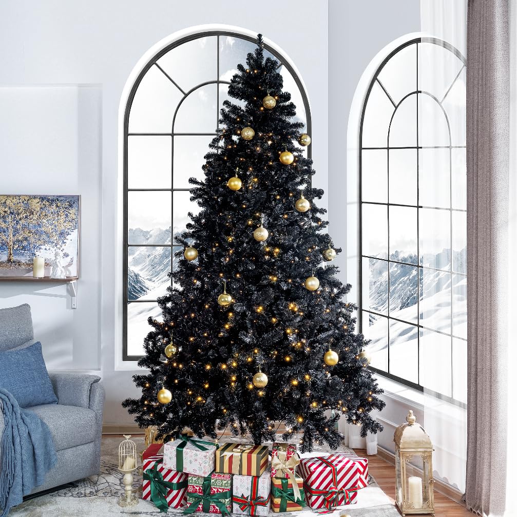 Dakota black pre lit christmas tree with warm lights 9 ft