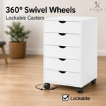 Load image into Gallery viewer, Taylor 5-Drawer Storage Cabinet with Wheels & Tabletop - White